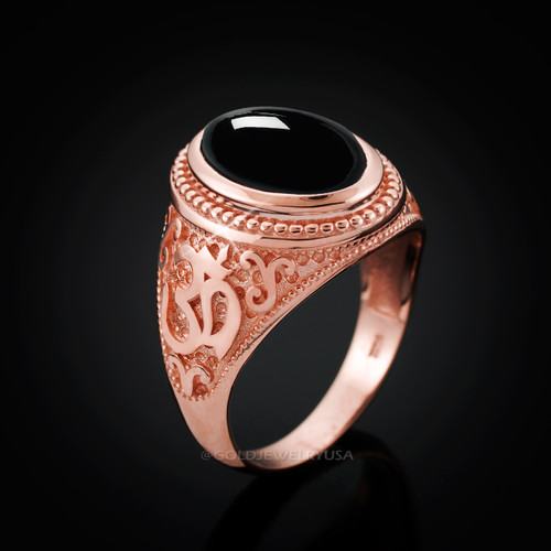 Rose Gold Om Ring.
Rose Gold Onyx Ring.