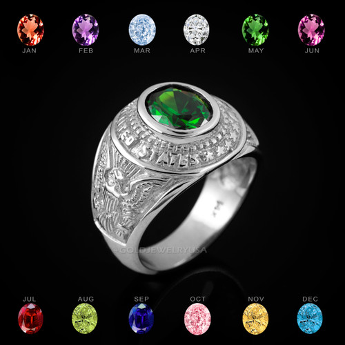 White Gold US Army Ring
