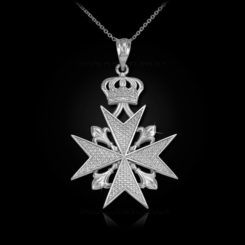 White Gold Maltese Cross Pendant