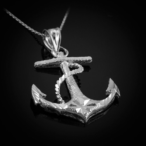 White Gold Anchor Pendant