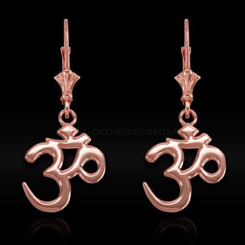 Rose Gold Om Earrings