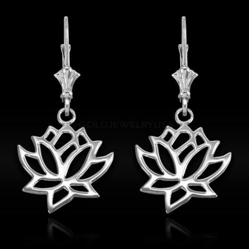 White Gold Lotus Earrings