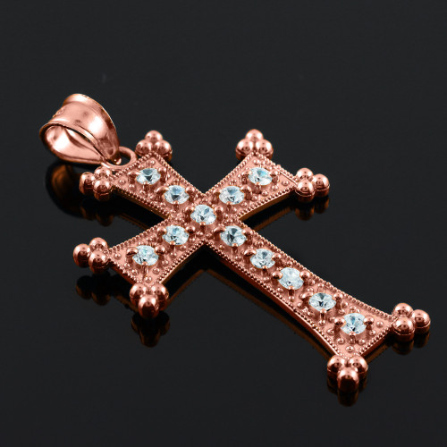 Rose Gold Armenian CZ Cross Pendant