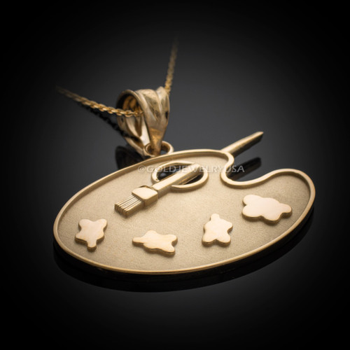 Gold Painter Art Palette Pendant Necklace