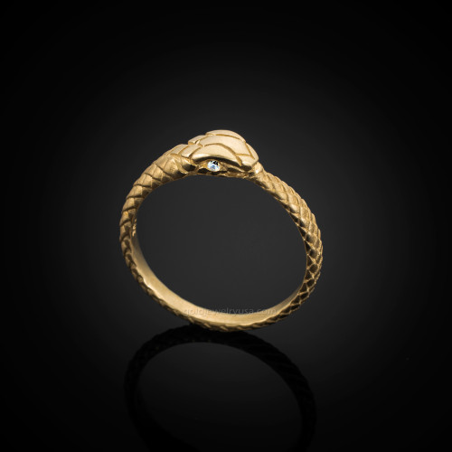 Gold Ouroboros Snake  Diamond Ring Band