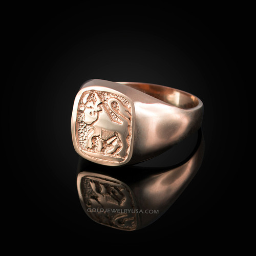 Rose Gold Taurus Mens Zodiac Ring