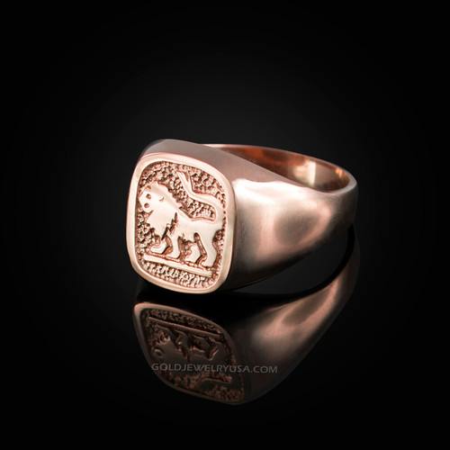 Rose Gold Leo Mens Zodiac Ring