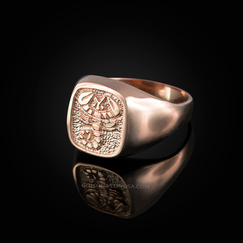 Rose Gold Scorpio Mens Zodiac Ring
