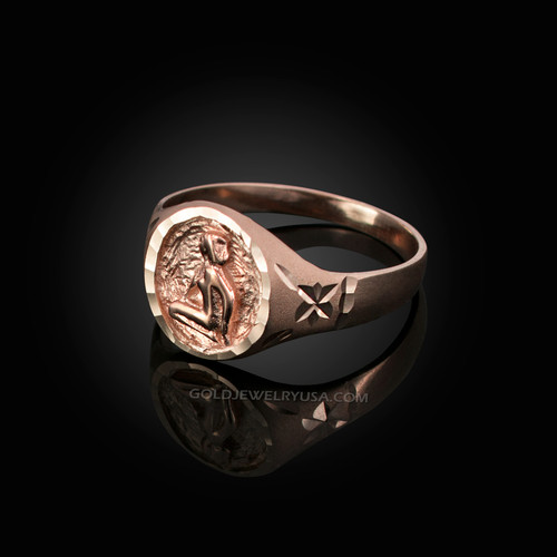 Rose Gold Virgo Satin DC Band Ladies Zodiac Ring