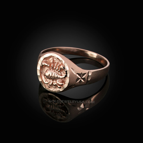 Rose Gold Scorpio Satin DC Band Ladies Zodiac Ring