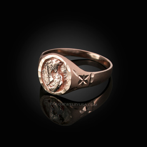 Rose Gold Pisces Satin DC Band Ladies Zodiac Ring