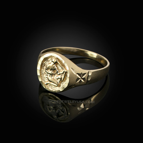 Yellow Gold Sagittarius Satin DC Band Ladies Zodiac Ring