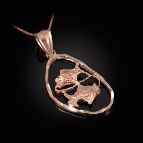 Rose Gold Pisces Zodiac Sign DC Pendant Necklace