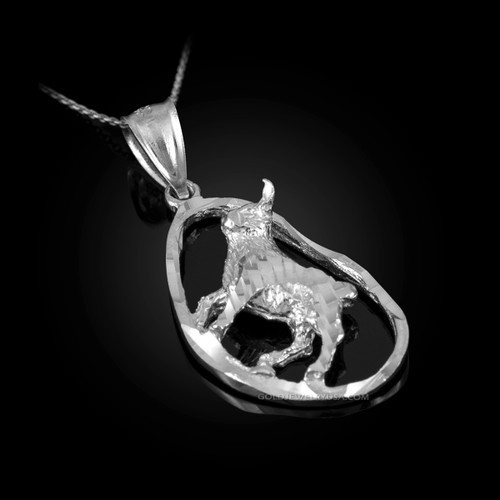 White Gold Taurus Zodiac Sign DC Pendant Necklace