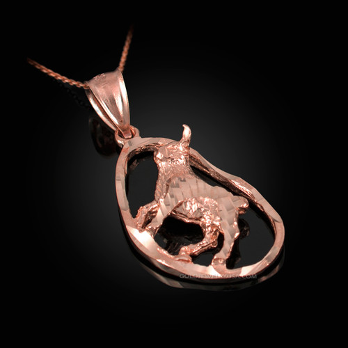 Rose Gold Taurus Zodiac Sign DC Pendant Necklace