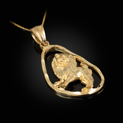 Gold Leo Zodiac Sign DC Pendant Necklace