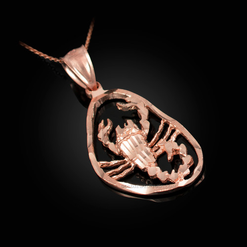 Rose Gold Scorpio Zodiac Sign DC Pendant Necklace