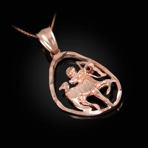 Rose Gold Sagittarius Zodiac Sign DC Pendant Necklace