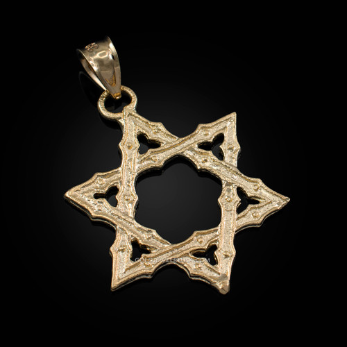 Yellow Gold Jewish Star of David Reversible Pendant