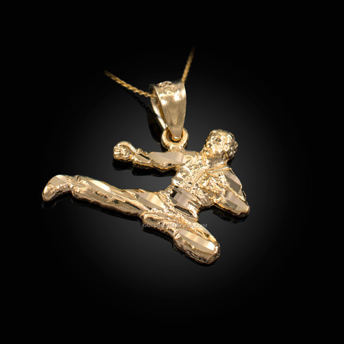 Yellow Gold Karate Kick DC Charm Necklace