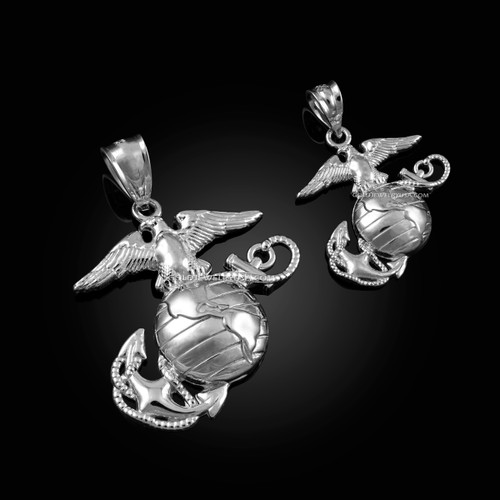 White Gold US Marine Corps USMC Pendant (S/L)