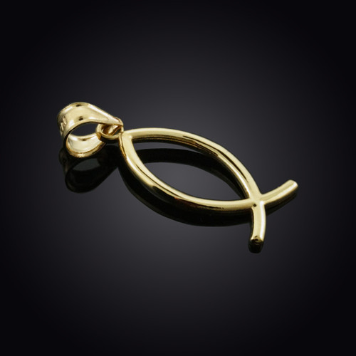 Yellow Gold Ichthus (Fish) Vertical Pendant