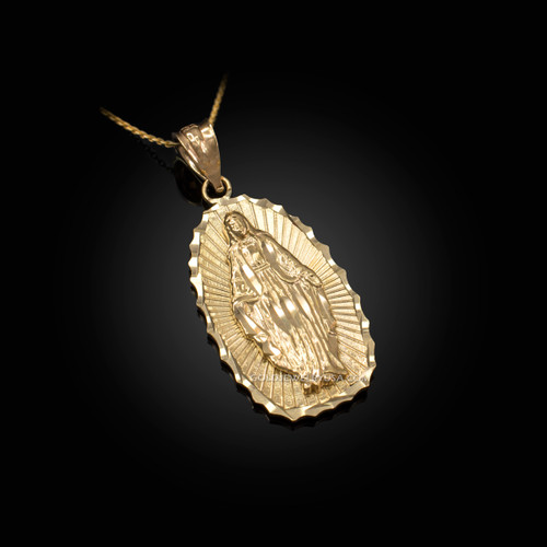 Yellow Gold  Virgin Mary DC Pendant Necklace