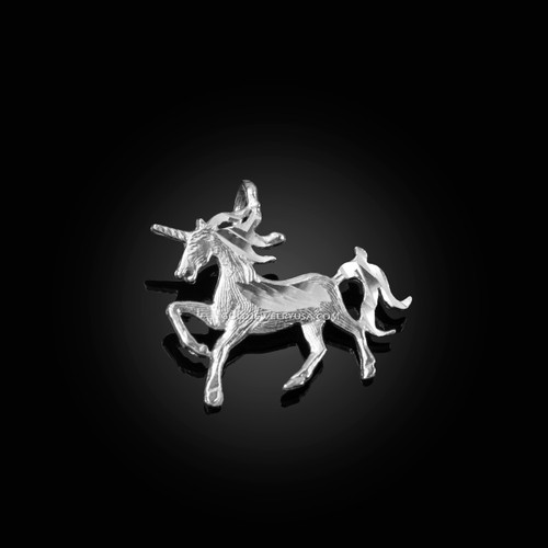 White Gold Unicorn DC Charm Necklace