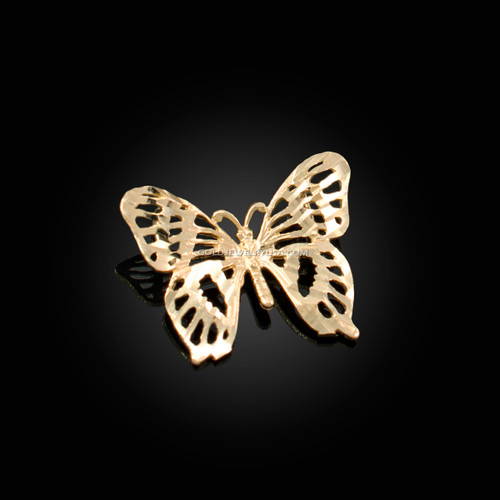 Yellow Gold Butterfly Filigree DC Charm Necklace