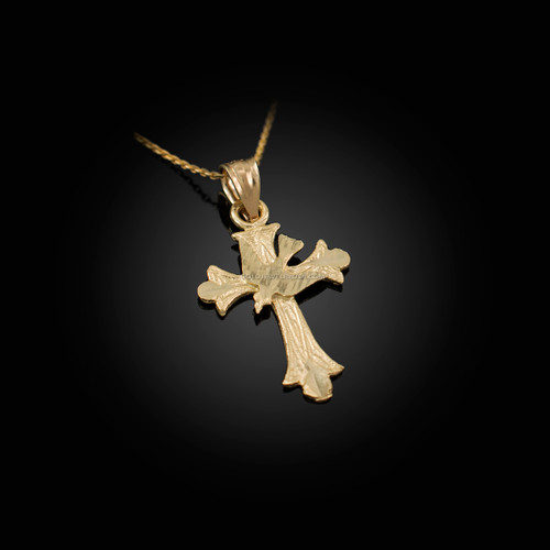 Yellow Gold Holy Spirit Dove Cross DC Charm Necklace