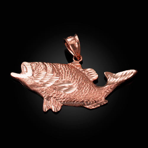 Rose Gold DC Textured Sea Bass Fish Pendant