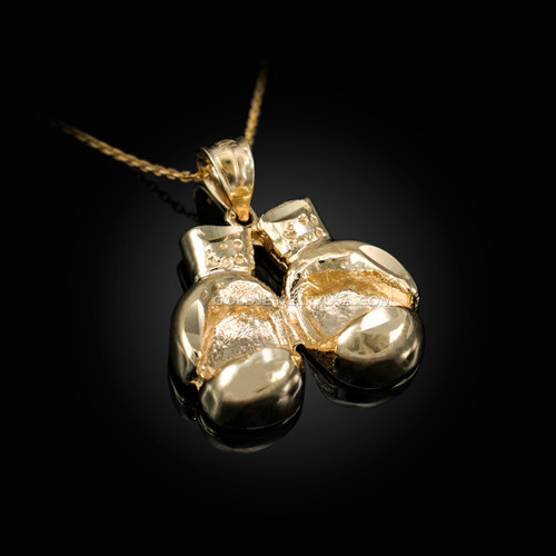 Yellow Gold Boxing Gloves DC Pendant Necklace