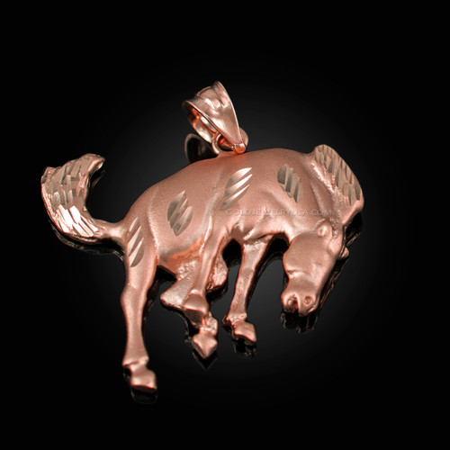 Rose Gold Bucking Stallion Horse Satin DC Pendant