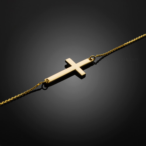 gold sideways cross bracelet