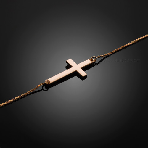 rose gold sideways cross bracelet