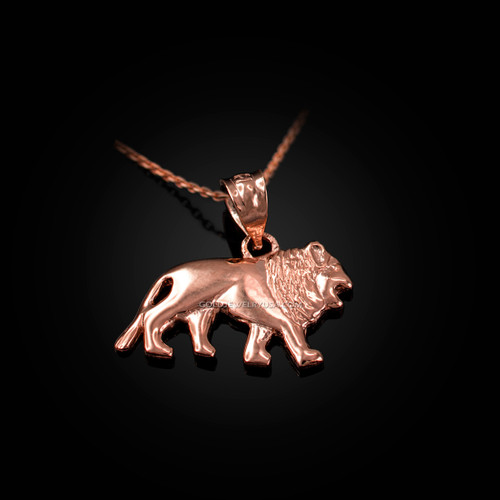 Rose Gold Tiny Lion Charm Necklace