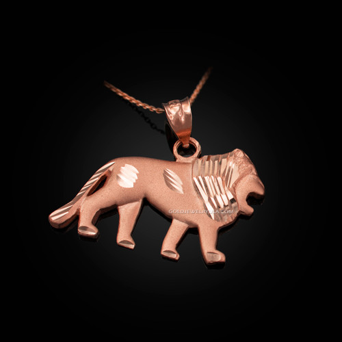 Rose Matte Gold Lion DC Pendant Necklace