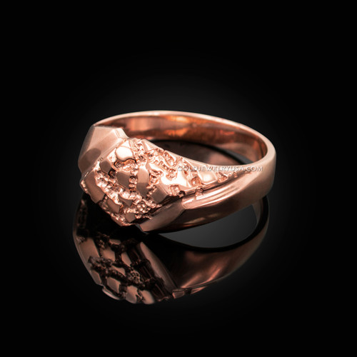 Mens Rose Gold Diamond-shape Nugget Ring