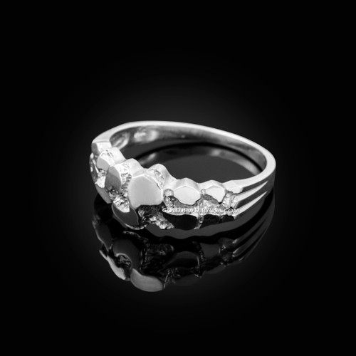 White Gold Nugget Wedding Band Ring