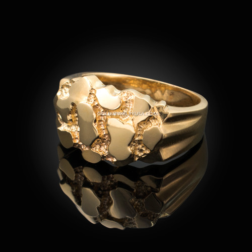 Mens Yellow Gold Nugget Ring