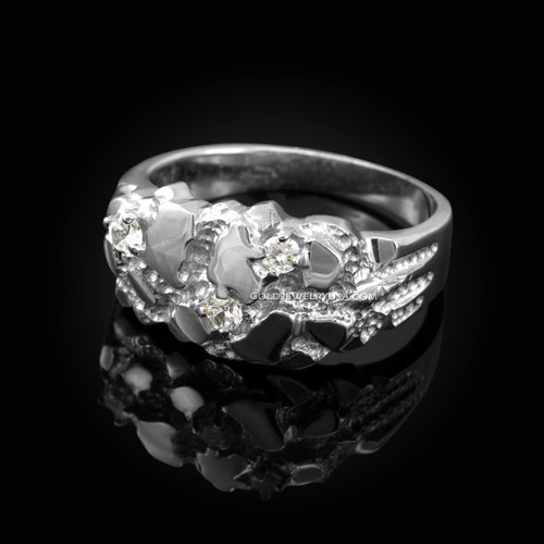 White Gold Elegant CZ Nugget Ring