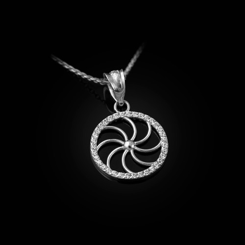 White Gold Armenian Eternity Diamond Bezel Charm Necklace