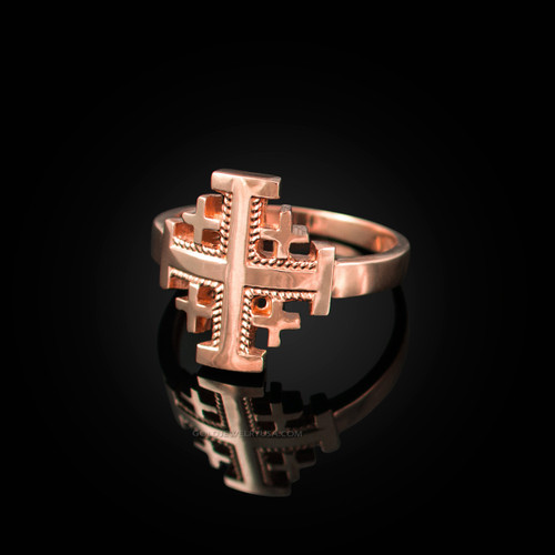 Rose Gold Jerusalem Cross Ring