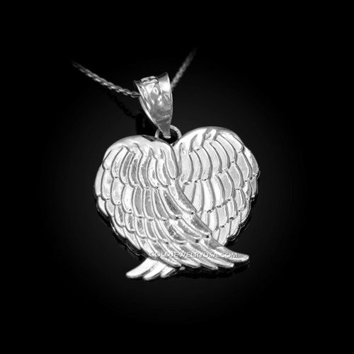 White Gold  Angel Wings Pendant Necklace