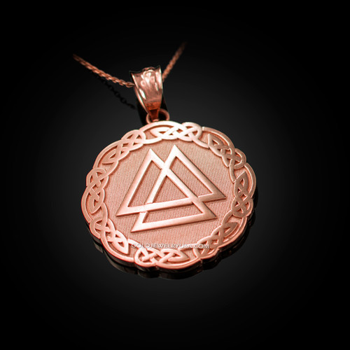 Rose Gold Celtic Valknut Viking Warrior Pendant Necklace