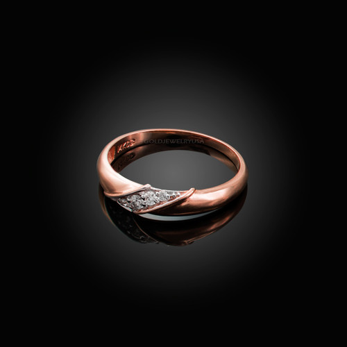 4MM Womens Diamond Wedding Band in Rose Gold