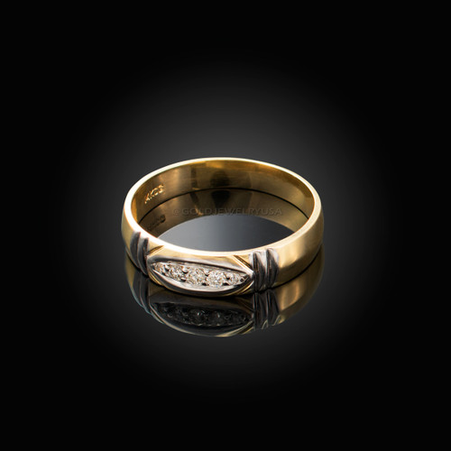 5MM Mens Diamond Wedding Band in Yellow Gold