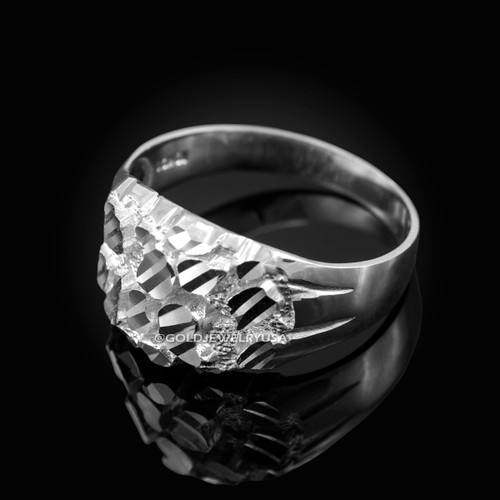 White Gold Midsize Sparkle Cut Nugget Ring
