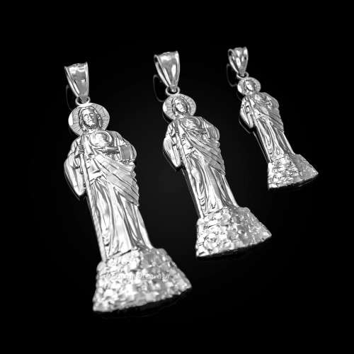 White Gold St. Jude Diamond-Cut Pendant (S/M/L)
