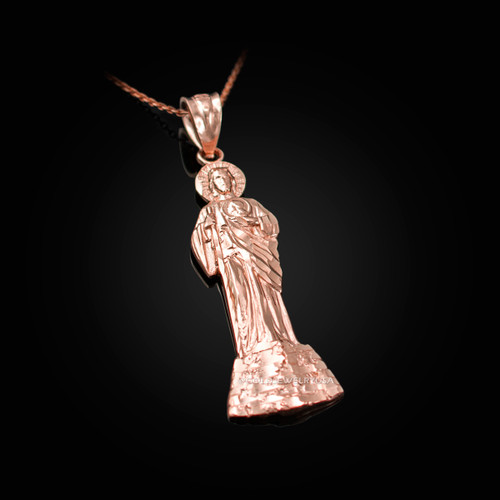 Rose Gold St. Jude Diamond-Cut Pendant Necklace
